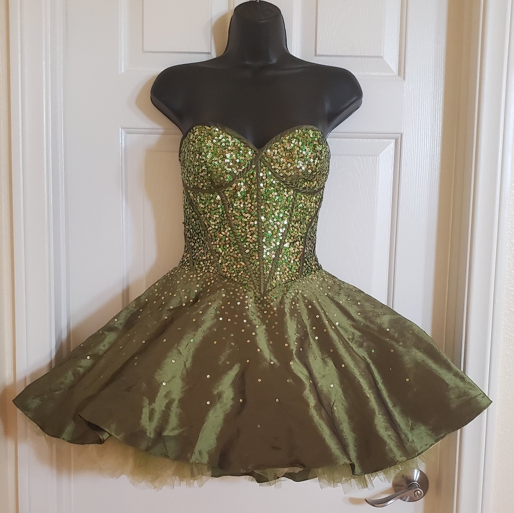 Green Dress with Sequence Embellishments